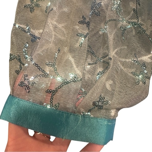 NWT RENE RUIZ Three-Quarter Sleeve Sequin Shirt Gown Embellished Dress Size 14 - Picture 8 of 12